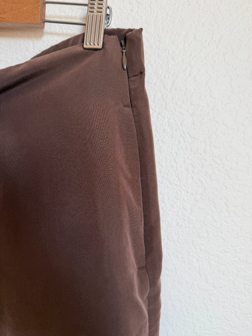 .Jill Modal Wide Leg Ankle Pants Brown Silky Draped L Tall - Picture 5 of 9